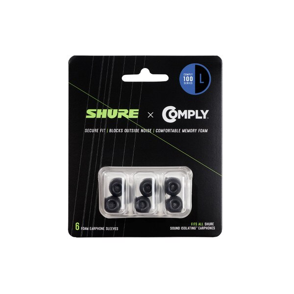 Main product image for Shure EACYF1-6L 6 Pack 100 Series Large Foam Sleeves for Earphones242-435